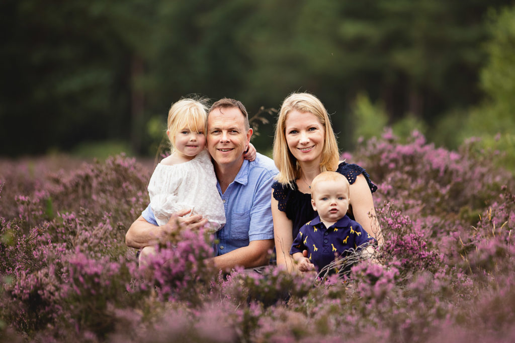 Surrey family photography in the heather
