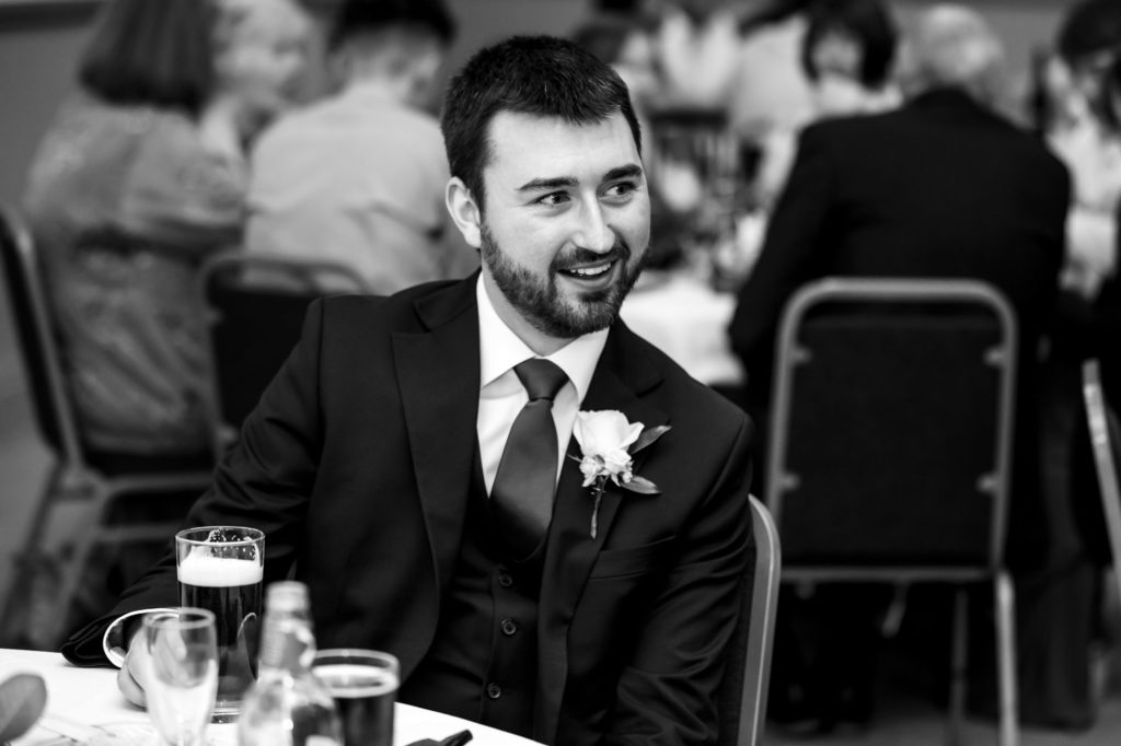 Photo of groom at Farnham wedding