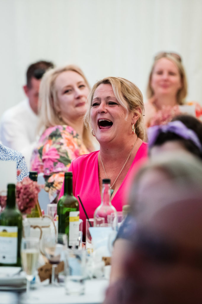 Laughter at a Farnham wedding